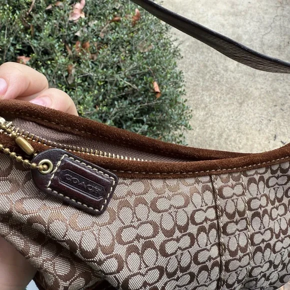 Vintage Coach Y2K 2000s Brown Leather Suede  Mini Shoulder Bag - Picture 5 of 8
